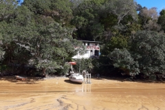 Durch die starken Regenfälle der letzten Tage sehen viele Strände im Norden der Nordinsel braun aus: Schlick und Matsch, der von den Bergen ins Meer gespült wurde, knöcheltief.