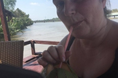 Frische Kokonsnuss auf dem Mekong